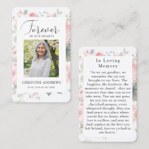 Tarjeta De Visita "Por Siempre en Nuestros Corazones" Rosas Funerari