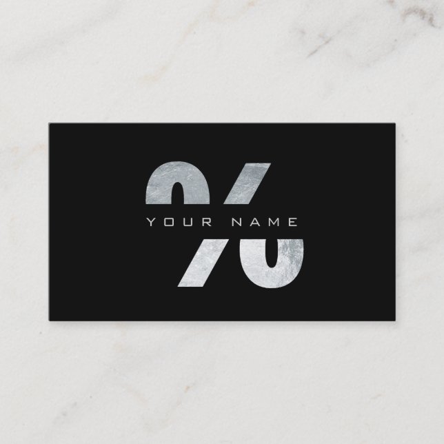 Tarjeta De Visita % Porcentaje de Mark Silver Vip negro de lujo (Anverso)