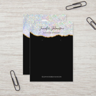 Tarjeta De Visita Porta Joyas Aretes Agata Brillante Negro