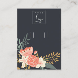 Tarjeta De Visita Portafolio con logotipo floral de la Armada Negra 