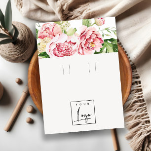 Tarjeta De Visita Portafolio de color de agua rosada Peony Floral Lo