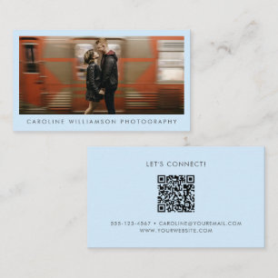 Tarjeta De Visita Portafolio de Fotos QR de Marca Creativa Azul Clar