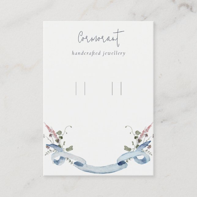 Tarjeta De Visita Portaurante de la cinta de la flor silvestre azul  (Anverso)