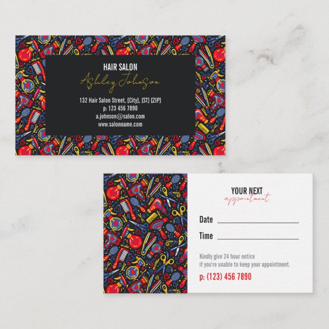 Tarjeta De Visita Portuguese Folk Blue & Red Appointment Reminder (Anverso / Reverso)