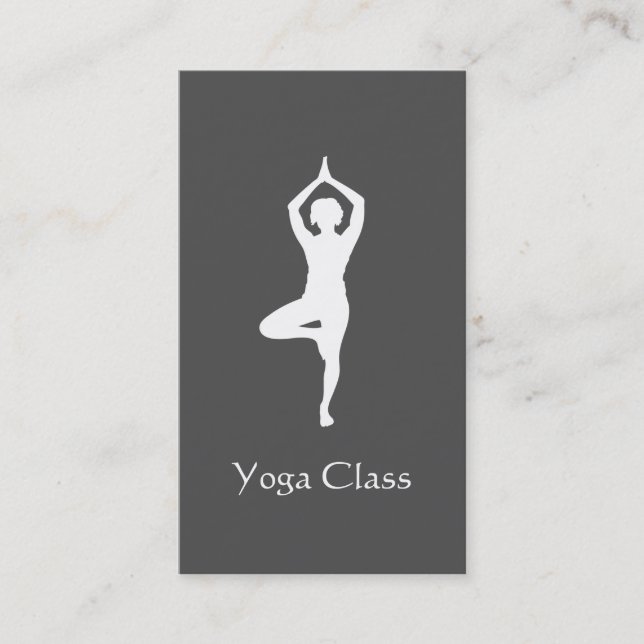 Tarjeta De Visita Pose de árbol de yoga (gris) (Anverso)