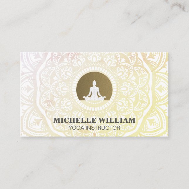 Tarjeta De Visita Pose de meditación de Lotus | Mandala Ornate Desig (Anverso)