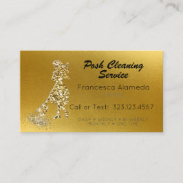 Tarjeta De Visita Posh Cleaning Service Metallic 14k Gold Template