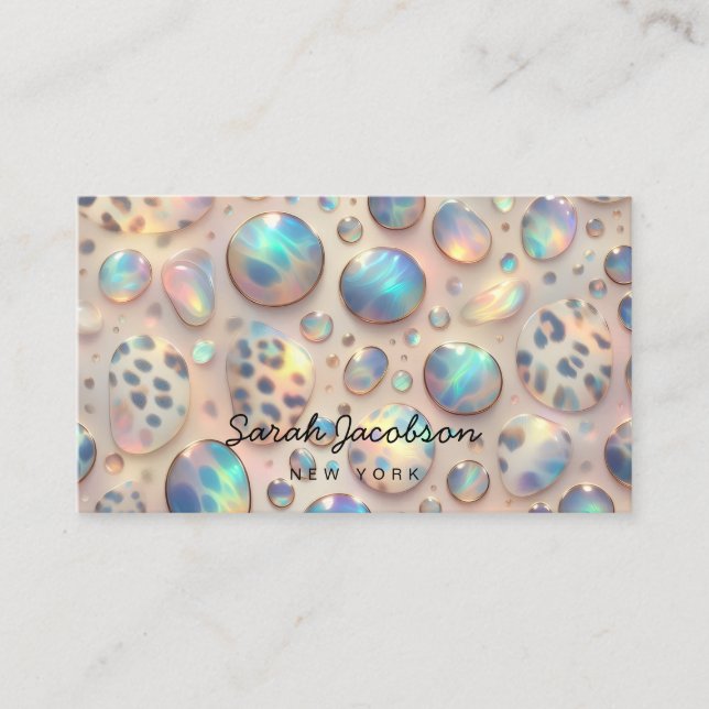 Tarjeta De Visita Posh Luxury Opal Iridescent Style (Anverso)