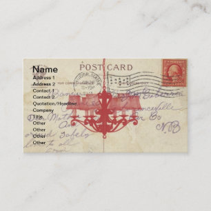 Tarjeta De Visita Postal de época y lámpara de araña
