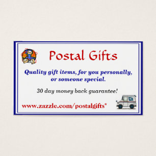 Tarjeta de visita postal de los regalos