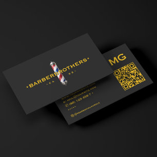 Tarjeta De Visita Poste de Barbería Amarillo Negro Clásico Barbería 
