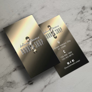 Tarjeta De Visita poste de Barbería metálico dorado barbería