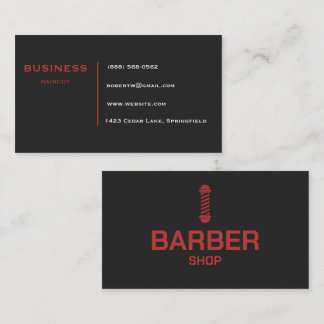 Tarjeta De Visita Poste de Barbería Moderno Negro y Rojo Barbería