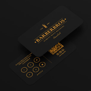 Tarjeta De Visita Poste de Barbería Viajero Negro Naranja Lealtad Ba