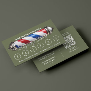 Tarjeta De Visita Poste de Barbero Retro Verde Sage Lealtad