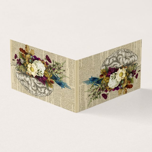 Tarjeta De Visita poster de anatomía cerebral floral médica (Exterior)