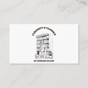Tarjeta De Visita Póster de arte estético de bibliotecaria con gato