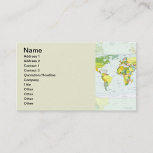 Tarjeta De Visita Póster de Atlas Mapa Mundial Político: Decoración 