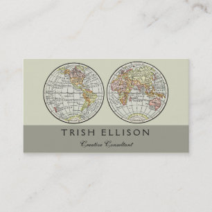 Tarjeta De Visita Póster de Globo de Mapa Mundial de 1916 Vintage He