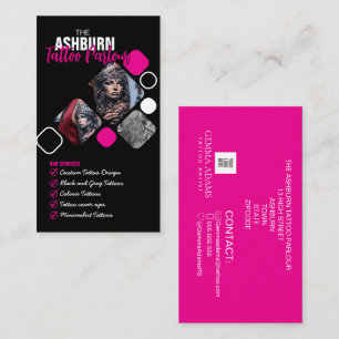 Tarjeta De Visita Póster de Salón de Tatuajes - Negro rosa personali