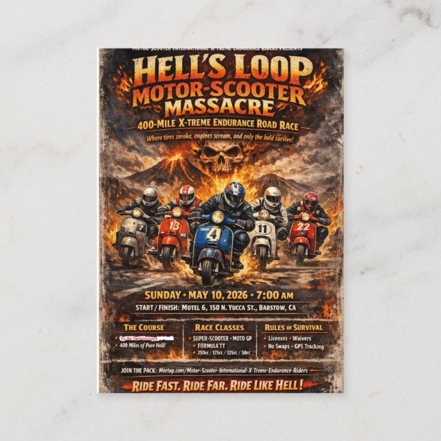 Tarjeta De Visita Póster del evento Hell's Loop 2026 (Anverso)