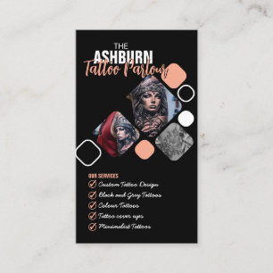 Tarjeta De Visita Poster del salón de tatuajes - Personalizado Negro