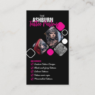 Tarjeta De Visita Poster del salón de tatuajes - Personalizado Rosa
