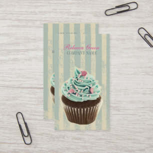 Tarjeta De Visita postre moderno de panadería verde azulada vintage