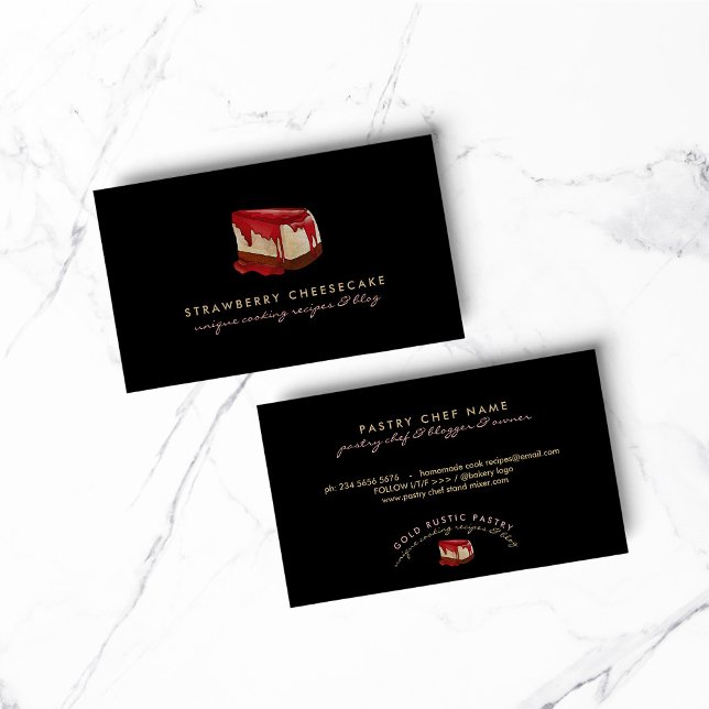 Tarjeta De Visita Postre pastelero de fresa de queso (Cheesecake Strawberry Pastry Dessert Business Card)