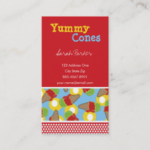 Tarjeta De Visita postre retro dulce de crema de helado de cerezo