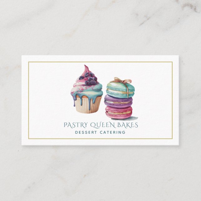 Tarjeta De Visita Postres acuáticos Panadería Baker Dessert Catering (Anverso)