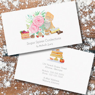 Tarjeta De Visita Postres Con Mezclador Y Rosas Chef, Panadería