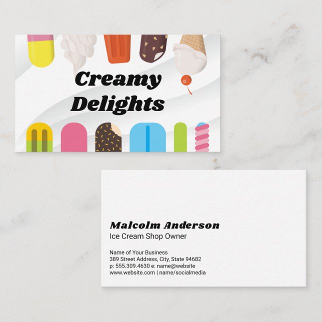 Tarjeta De Visita Postres de helados (Anverso / Reverso)