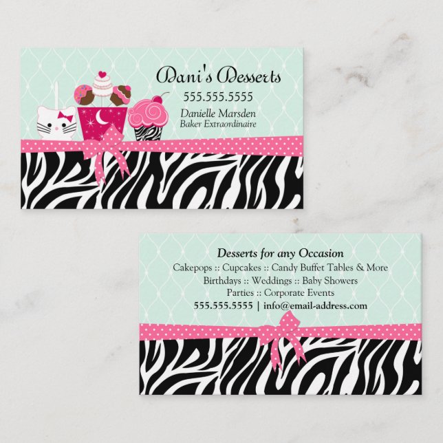 Tarjeta De Visita Postres de panadería (Anverso / Reverso)