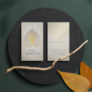 Tarjeta De Visita Postura de mediación de yoga Relieve metalizado do