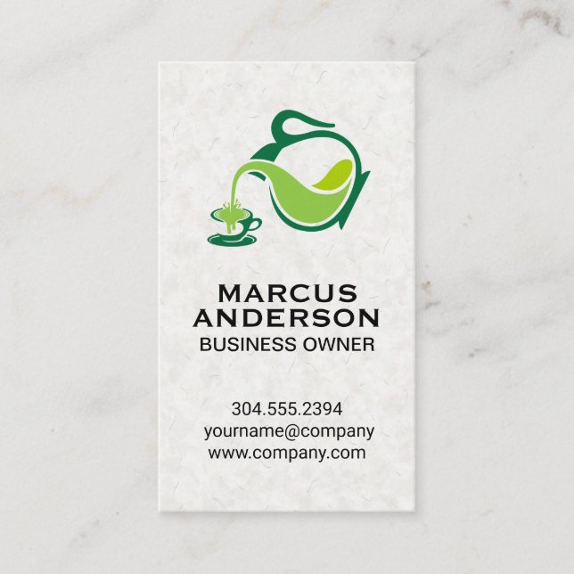 Tarjeta De Visita Pour de teapot verde | Textura de papel japonesa (Anverso)