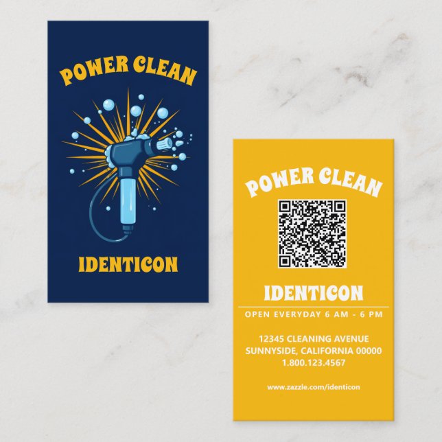Tarjeta De Visita Power Clean Pressure Washer with QR code (Anverso / Reverso)