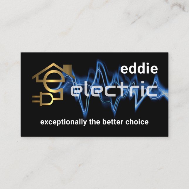 Tarjeta De Visita Powers Eléctricos Letra-e Tu Nombre (Anverso)