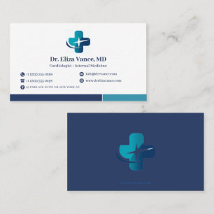 Tarjeta De Visita Práctica Médica Minimalista Moderna   Logotipo Per
