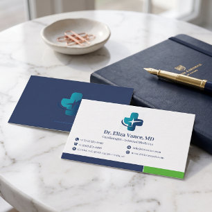 Tarjeta De Visita Práctica Médica Minimalista Moderna   Logotipo Per