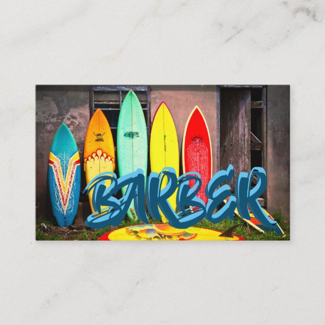 Tarjeta De Visita Practicamos surf en azules de océano de domingo y (Anverso)