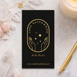 Tarjeta De Visita Practicante de Reiki Celestial Moderno Manos Sanad