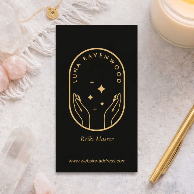 Tarjeta De Visita Practicante de Reiki Celestial Moderno Manos Sanad (Subido por el creador)