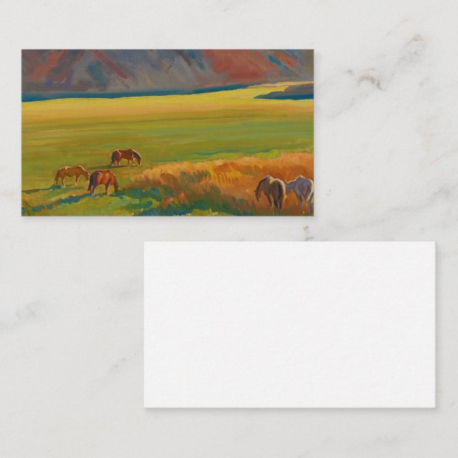 Tarjeta De Visita Prado y caballos por Maynard Dixon (Anverso / Reverso)