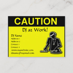 Tarjeta De Visita Precaución - DJ en el trabajo