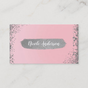 Tarjeta De Visita Precioso brillo rosa plata glam moderno chic