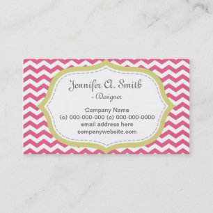 Tarjeta De Visita Precioso, elegante, Chevron rosa moderno