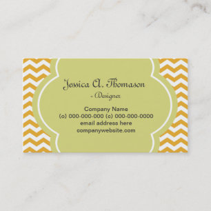 Tarjeta De Visita Precioso, elegante, moderno chevron amarillo