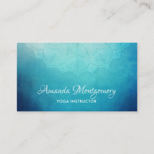 Tarjeta De Visita Precioso Mandala Azul Abstracto