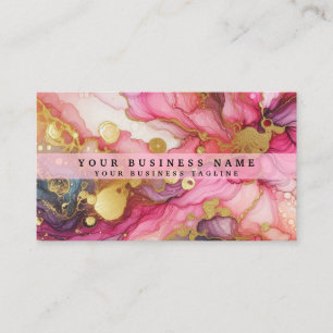 Tarjeta De Visita Precioso y Deslumbrante Rosa y Dorado Tinta Alcoho